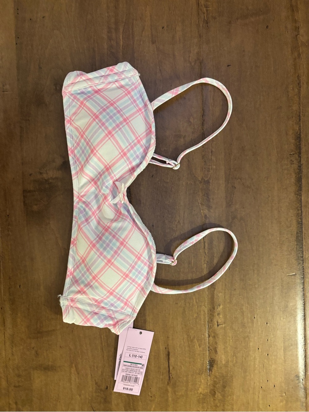 Wild Fable Plaid  Pink & Light Blue Swim Top